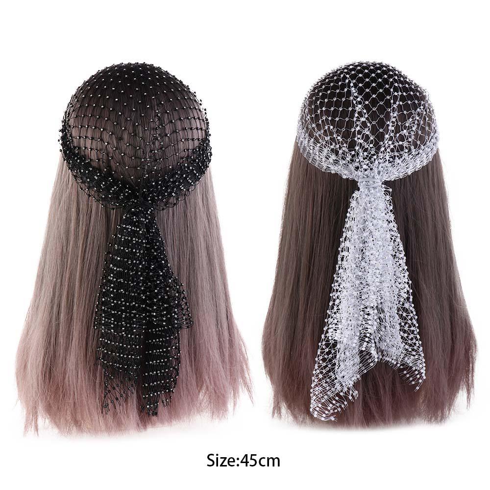 Bohemian Hair Nets Women Hair Scarf Mesh Head Scarf Cap Bling Turban Rhinestone Headband