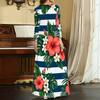 Women Plus Size V Neck Three Quarter Sleeve Black Yellow Floral Printed Long Dress