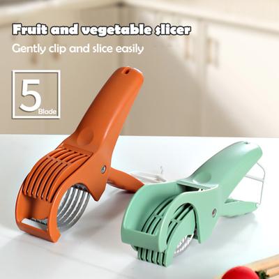 Vegetable Cutter Slicer Stainless Steel Blade Multi-Functional Potato Cutter Salad Dicer Grater Ergonomic Handle Non-Slip Kitchen Tool