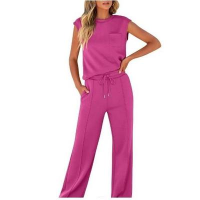 Women's Sleeveless Top & High-Waisted Wide-Leg Pants Two-Piece Set