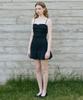 LADY VOLUME Frill Smoked Mini Dress (Black)