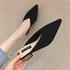 2025 Spring and Summer New Bag Head Half Slippers Women's Flying Woven Mid-heel Pointed Mueller Shoes Thick Heel Wear Lazy Cool Slippers