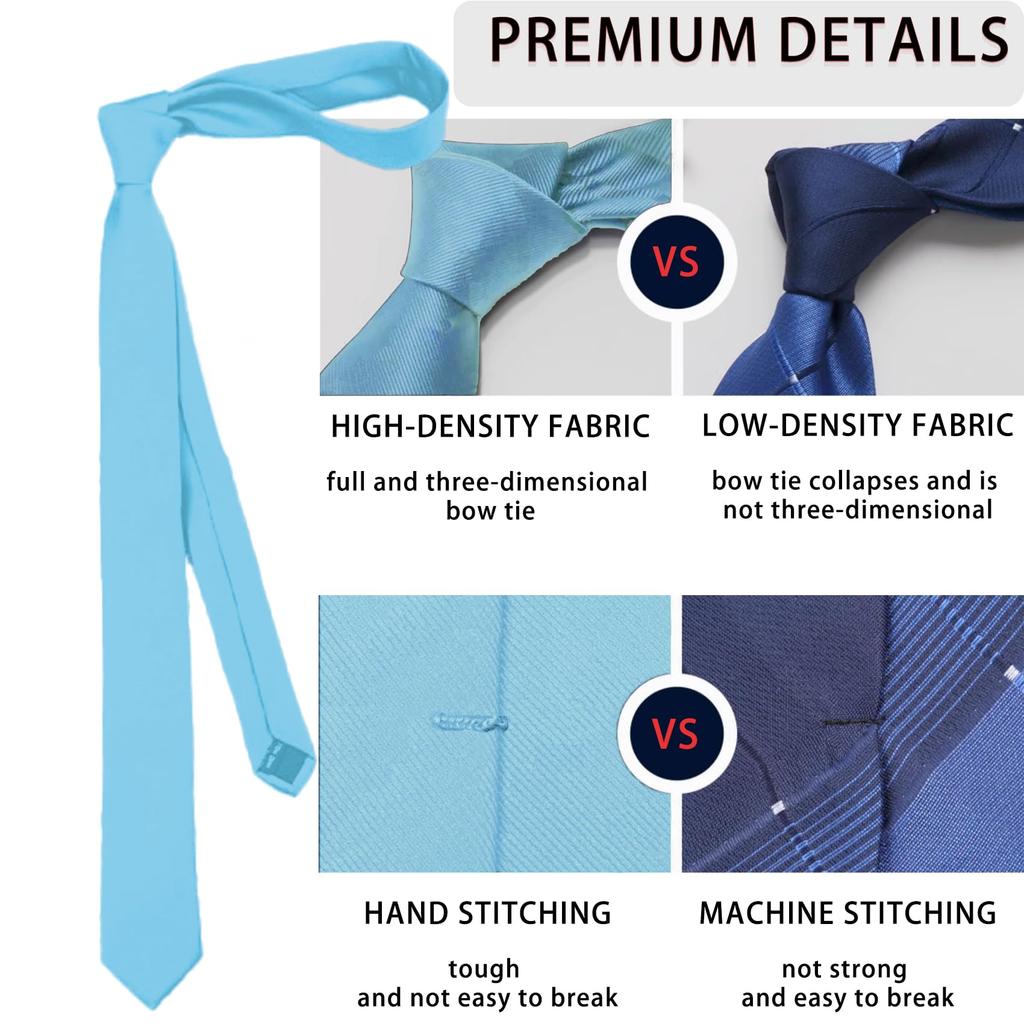 [Ohcol] Wedding Tie, Funeral Tie, Formal Business Tie, Funeral, Memorial Service, Men's Formal Wear, 3.15 inch (8 cm) width, Solid Blue Tie