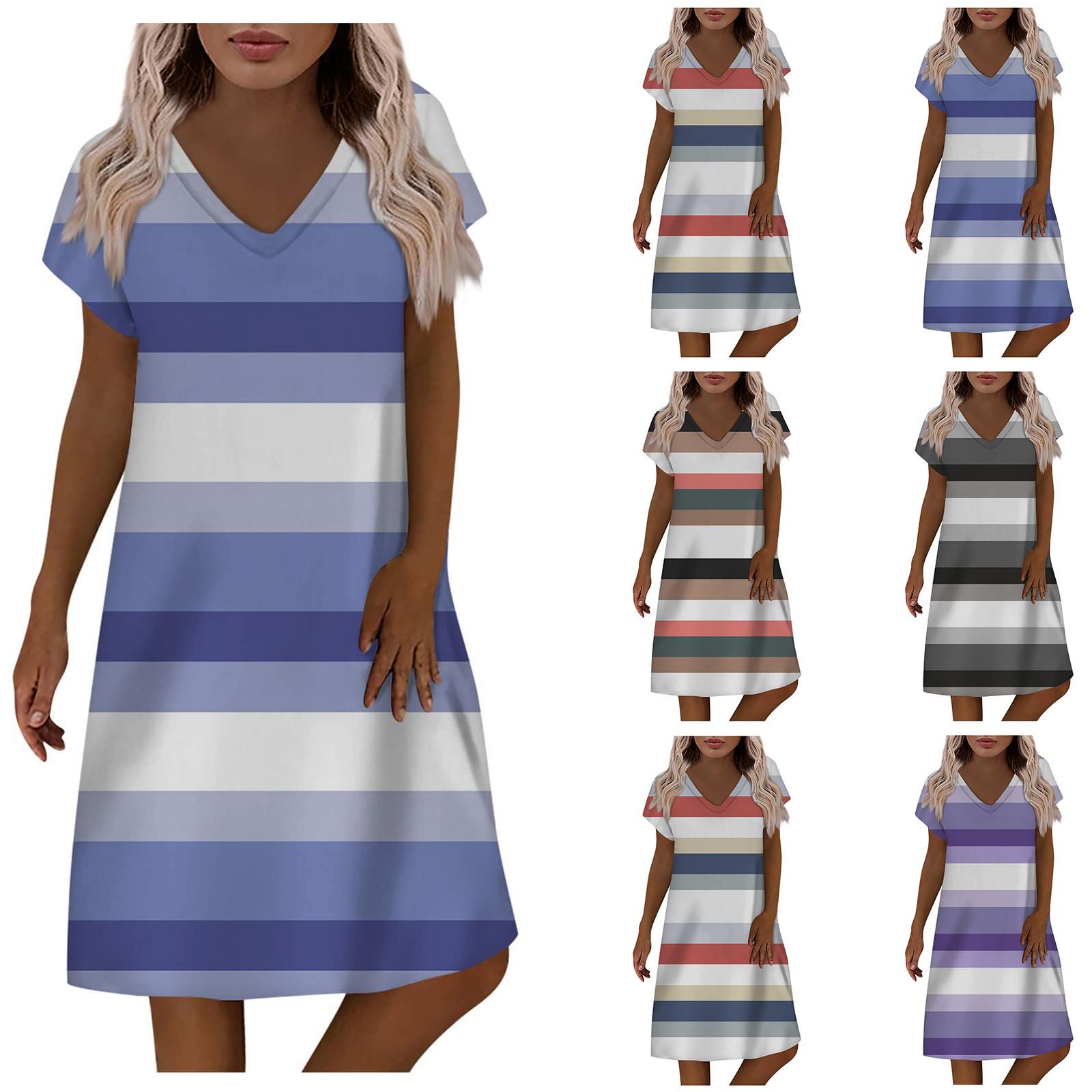 

Женские летние платья с v-образным вырезом и цветочным принтом, повседневное свободное платье с короткими рукавами