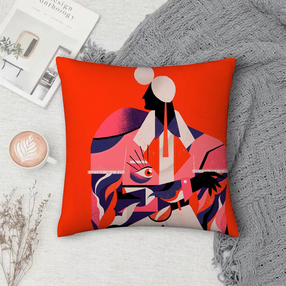 Brazilian Abstract Willian Santiago Art Pillow Case Square Double-Sided Printing Short Plush Sofa Cushion Cover Bedside Pillow