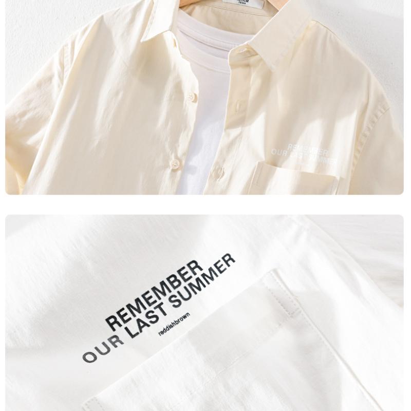 Summer Fashion Mens Shirts Daily Casual Shirt Youth Simple Men Tops Solid Color Lapel Collar Pocket Short Sleeve Shirt Youth Fresh Men Clothing