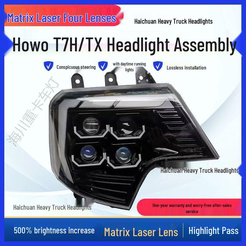 

Ultra High Brightness Headlight Assembly for Sinotruk Howo T7H T5GTX Front Light Combination Lamp Matrix Laser 4-Lens Left