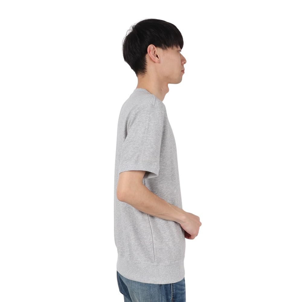 Champion Basic Short Sleeve Crew Neck Sweatshirt with Fleece Lining and Oxford Size XL Men's One-Point Logo, Gray, (C3-Z020)