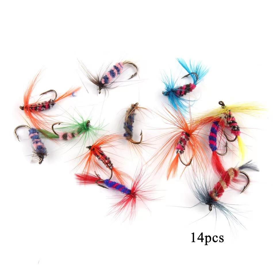 ToMyo 64Pcs/Set Fishing Fly Set Combo With Box Dry Fishing Tackle