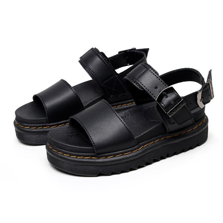 Sandali taglia grande donna popolari estivi nuovi europei e americani punta tonda tinta unita muffin suola morbida romani scarpe da spiaggia sandali platform