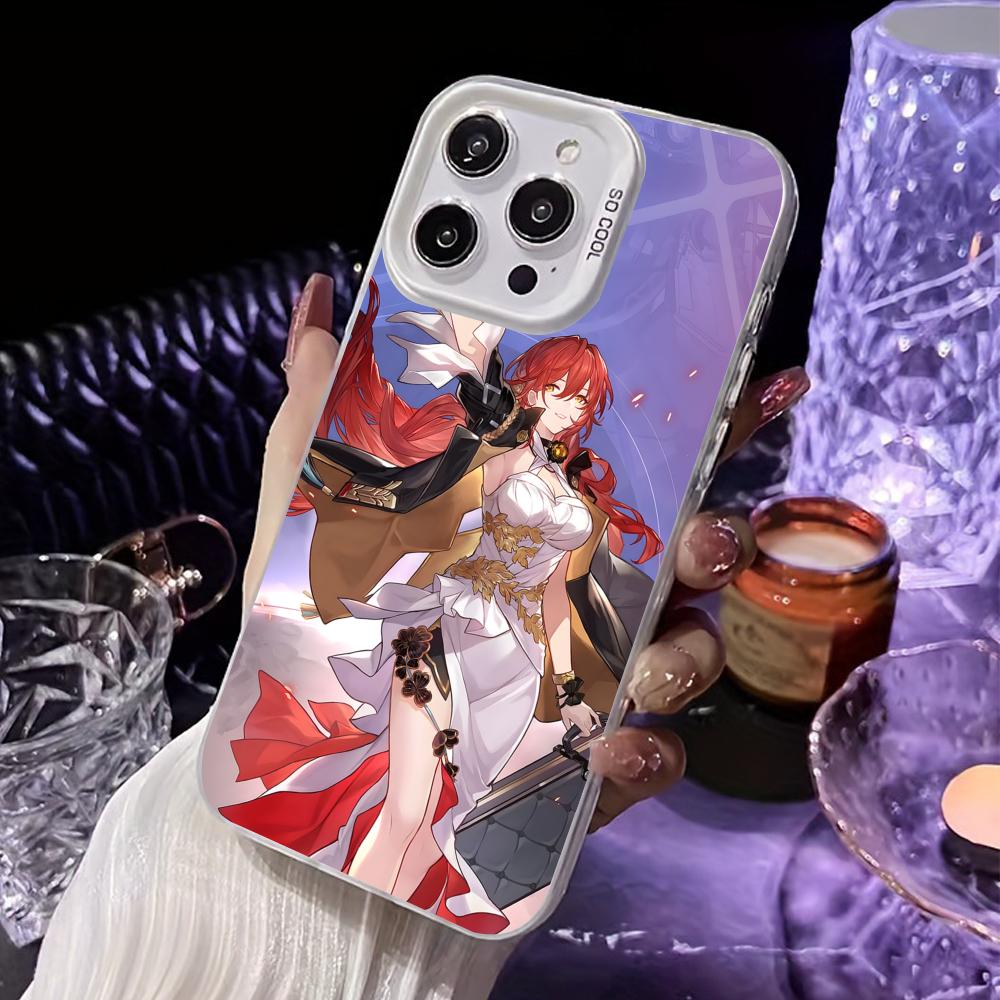 HSR Himeko White Translucent Mobile Phone Case for iPhone 17 16 15 14 13 12 11 X XR XS Air Pro Max Plus Colorful Cover