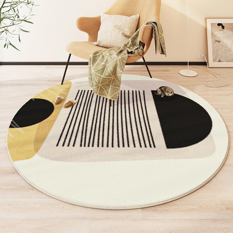 Modern Style Round Living Room Carpet Children's Room Bedroom Crawling Mat Warm Bed Blanket Thick Washable Mat
