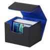100+ Trading Card Deck Box Gathering Card Toy W/ Magnetic Closure Game Cards Storage Game Card Case Protector Black&Blue
