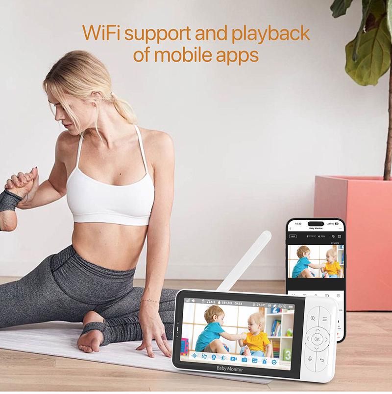 HD 5-Inch Wireless Baby Monitor with WiFi, Two-Way Talk, Night Vision, and Tuya Remote Monitoring