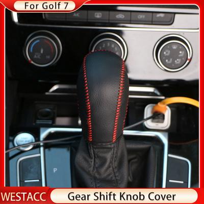 Guler de schimbător de viteze auto din piele Capac butonului schimbătorului de viteze pentru VW Jetta MK6 MK5 Golf 7 MK7 Bora Tiguan Polo 2014 - 2017