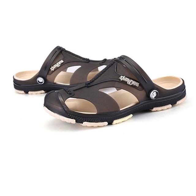 

Сандалии мужские уличные полые тапочки на мягкой подошве Нескользящие легкие сандалии большого размера мужская повседневная пляжная обувь высокого качества 45 чёрный