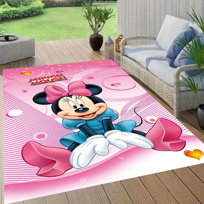 1pc Mickey and Minnie Area Rug, Non Slip Floor Mat, Cartoon Character Design, Soft Velvet, Room Decor, Washable Indoor Carpet