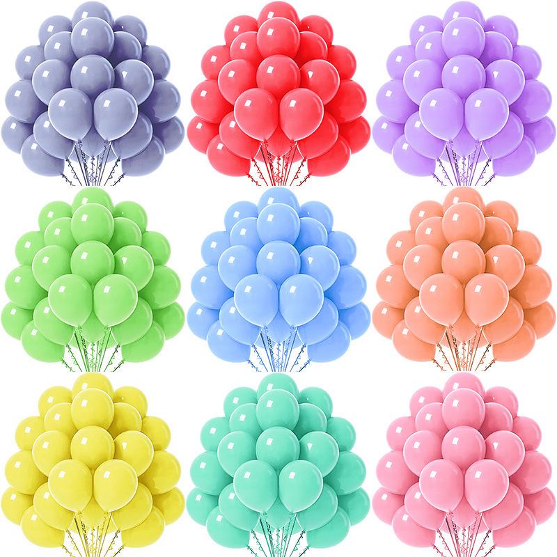 12-Inch Solid Color Balloons - 50pcs Macaron Metallic Latex Birthday Set