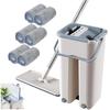 Microfibre Flat Mop with Telescopic Rod and Barrel Rotatable Mop for Home