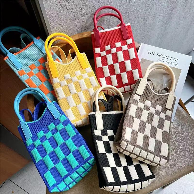 1/2/5pcs Korean Fashion Heart Knitted Mini Handbag Women Mobile Phone Shoulder Bags Girls Chic Cute Outdoor Crossbody Small Bags