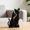 3D Printed Cat Figurine, 2 Cats Intertwining Sculpture, Modern Black Cat Statue for Home, Living Room, Office Desk, Shelf Decor