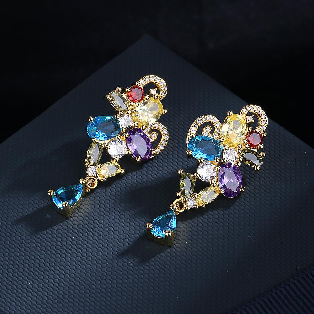 Fashion Kaleidoscope zircon Earrings  Silver Temperament Street Trend Kaleidoscope Earrings party birthday jewelry gift