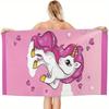 1pc Cute Unicorn-Printed Pink Beach Towel for Summer Fun, The Beach Is Soft, Absorbent and Quick-drying-suitable for Swimming
