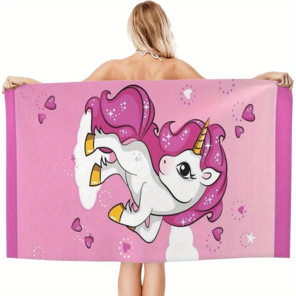 1pc Cute Unicorn-Printed Pink Beach Towel for Summer Fun, The Beach Is Soft, Absorbent and Quick-drying-suitable for Swimming