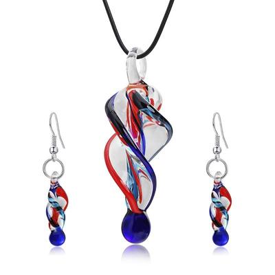 Glashalsketten-Ohrringe für Frauen, unregelmäßige Anhänger-Halskette, Modeschmuck, Party