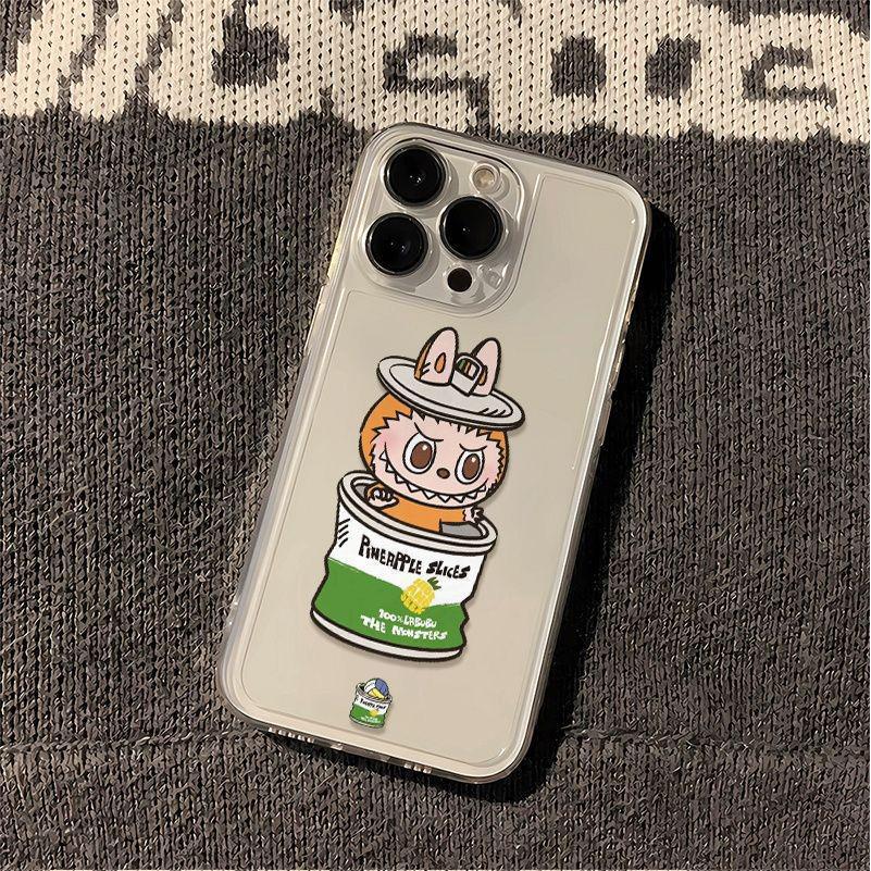 Labubu Cartoon Hand-Painted Phone Case for Apple 15 Pro Max/14 Plus/12/16/7 - Cute & Transparent