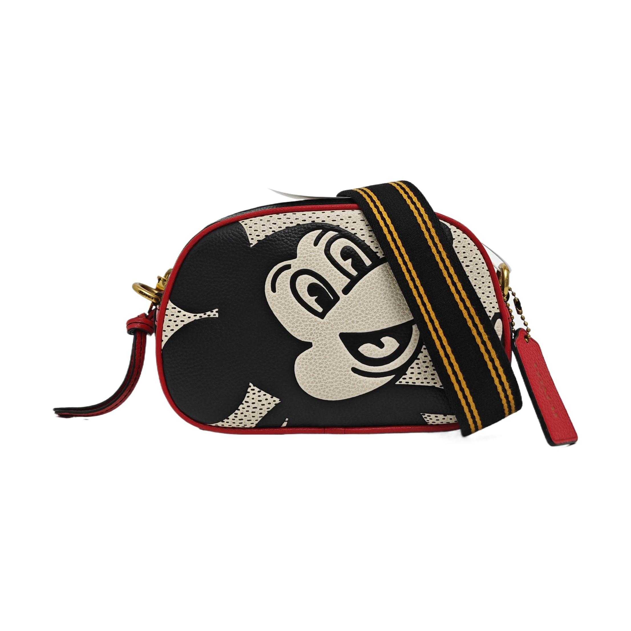 [Pre-Owned] Disney Mickey Mouse Collaboration Cartoon Print Pebble Leather Shoulder Bag Camera Bag - Excellent #4Z8TT4 ONE SIZE