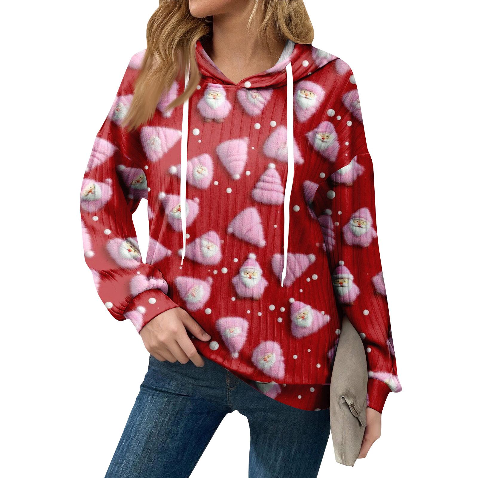 

Толстовки для женщин оверсайз зимние милые свитшоты пуловер трендовая осенняя одежда XL красный