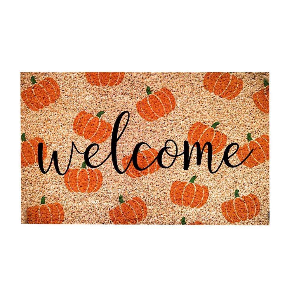 Fall Door Mat,Pumpkin Welcome Doormats Natural Coir Mats Non Front Door Rugs For Thanksgiving Decorative Entrance Porch Outdoors