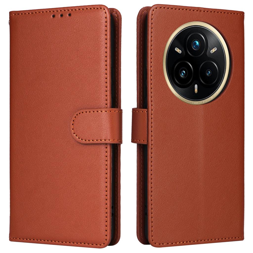 For Realme 14 Pro+ 5G Case Wallet Stand View PU Leather Phone Cover with Wrist Strap