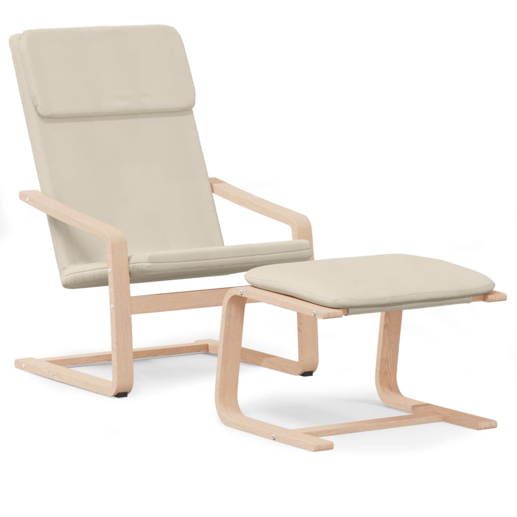 Sessel mit Hocker Cremefarbener Stoff