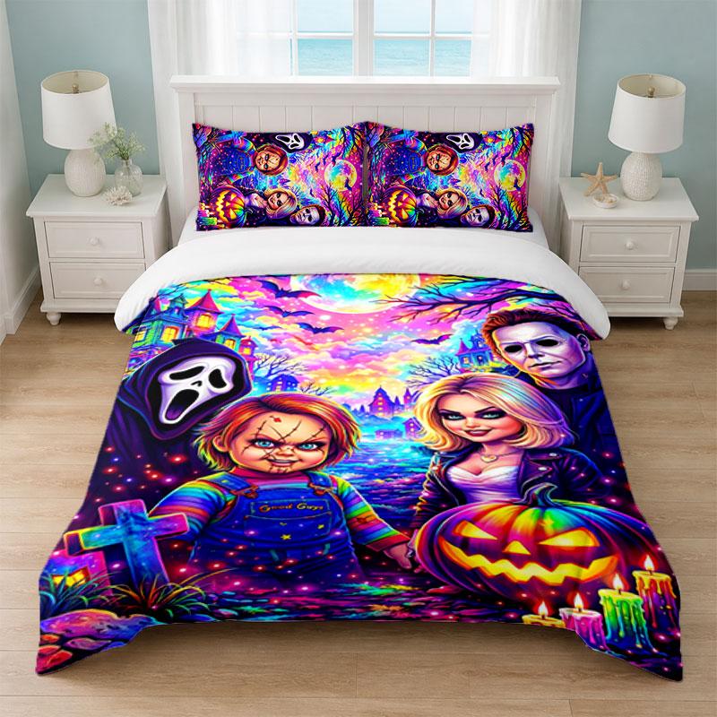 Child's Play Chucky Tiffany Bedroom 3Pcs Bedding Set Soft Bed Sheet Pillowcases Home Bedding Decoration
