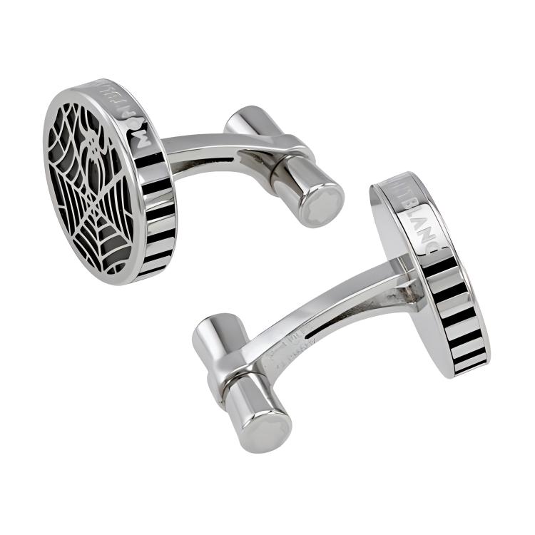 Montblanc Round Hollow Spider Pattern Metal Cufflinks Men Accessories Silver 114708