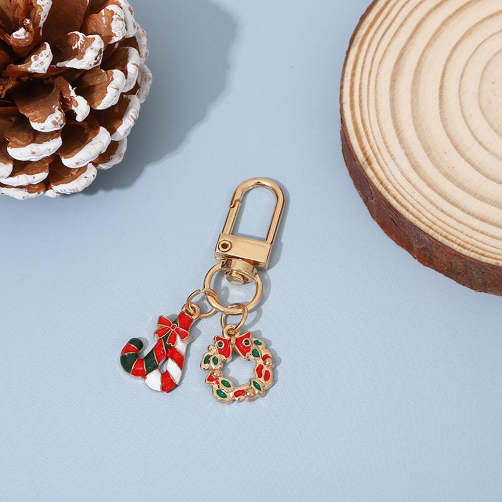 Cartoon Christmas Series Keychain Alloy Drip Oil Decorative Chain Atmosphere Bag Pendant Hanging Decoration