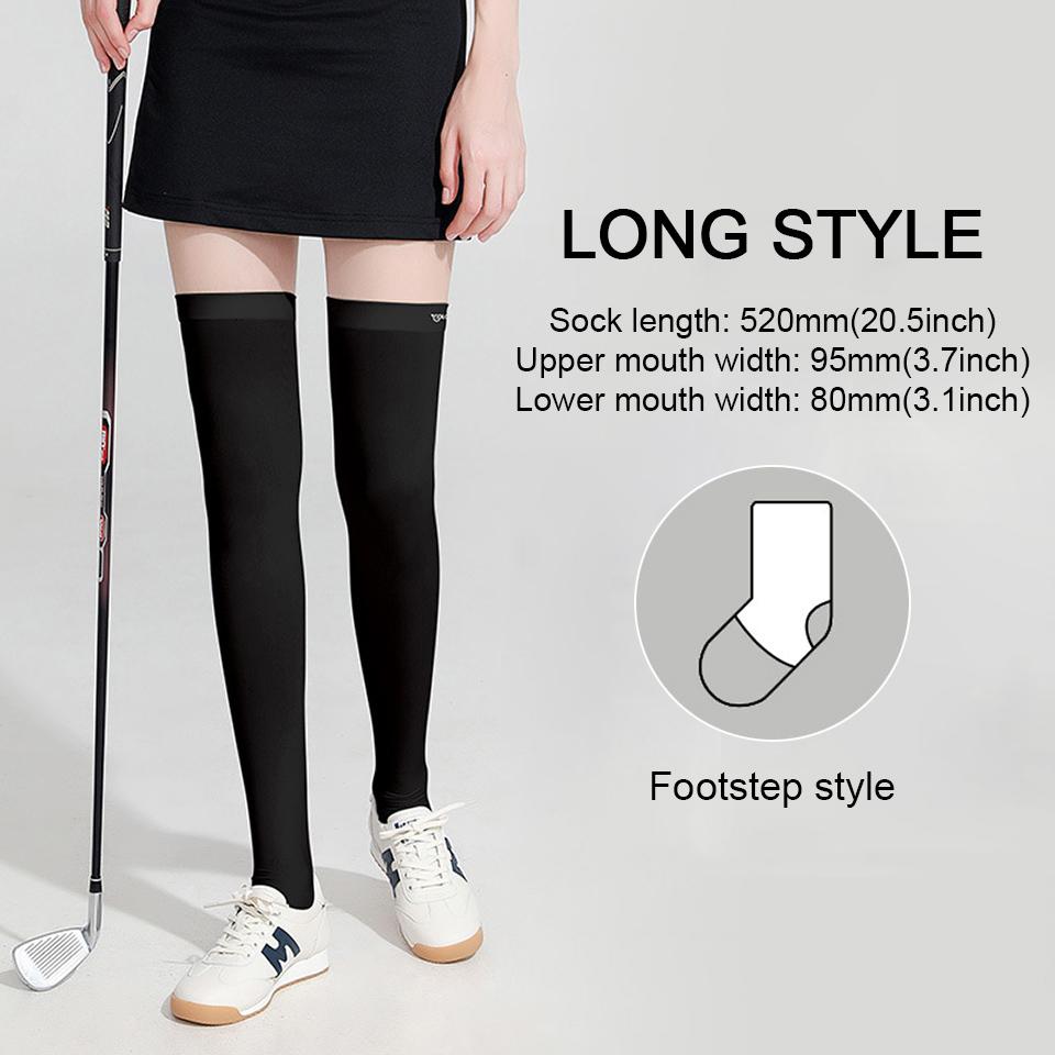 Ice Silk UV Protection Knee High Socks Breathable Anti Slip Golf Sports Stockings Elastic Cooling Effect Slimming Fit