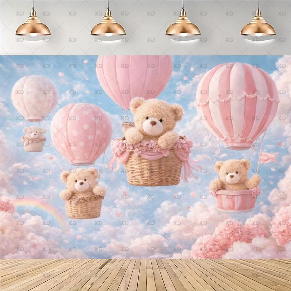 Pink Teddy Bear Photography Backdrop Sweet Dreamy Birthday Party Decoration Background Baby Shower Photo Booth Banner Supplies