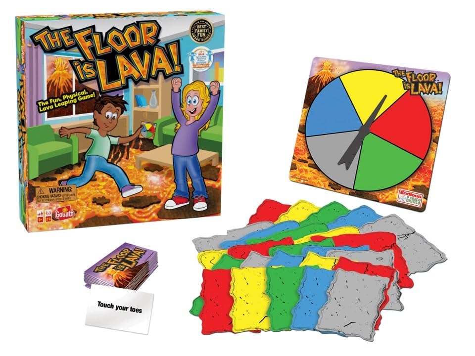 Endless Games 632468005251 The Floor is Lava Interactive Board Game for Kids and Adults Fun and Family Play Promotes Physical Activi (Ages 5+) Party,