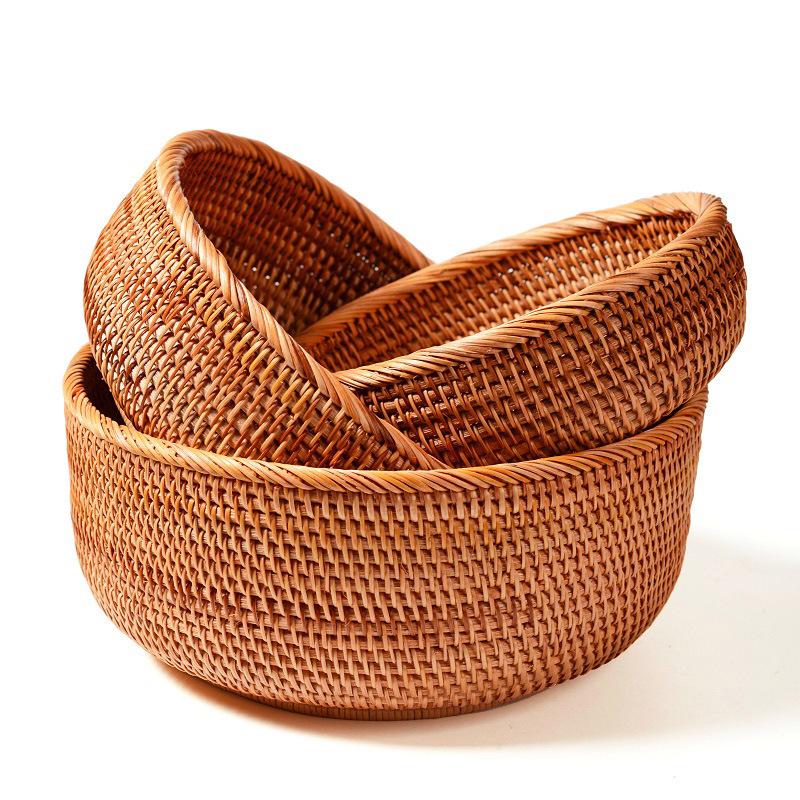 Vietnamese Handmade Woven Autumn Vine Basket for Snacks, Fruit, or Candy - Perfect for Living Room or Coffee Table.