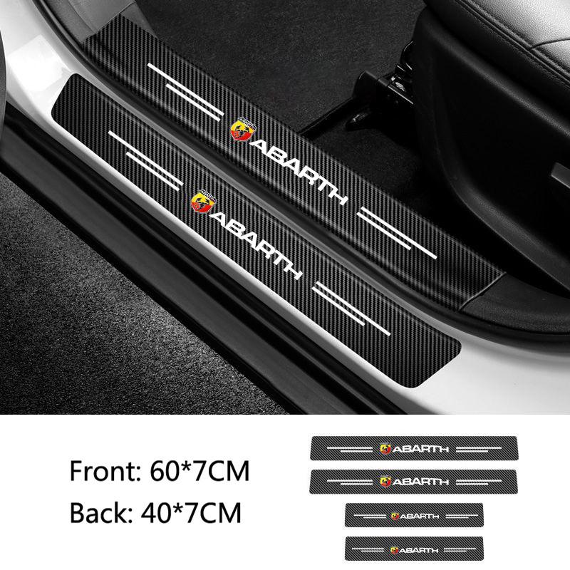 FXLST1 4pcs Car Threshold Strip Trunk Door Sill Protection Sticker For Fiat Abarth 595 Abarth 500 abarth 124 spider Auto Accessories