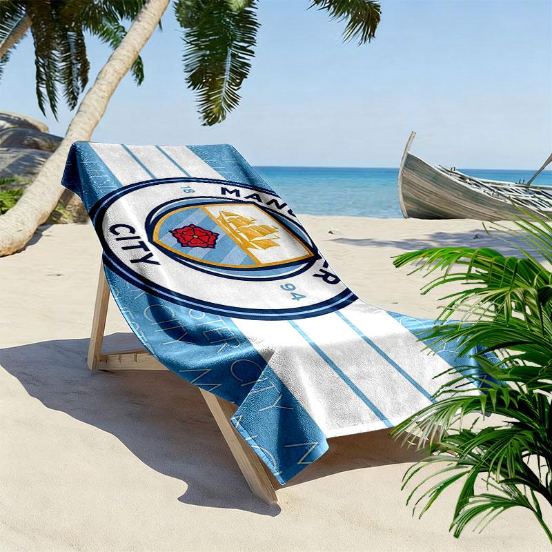 Man City Print Beach Towel, Large Soft Quick Dry Towel for Beach Camping Swimming
