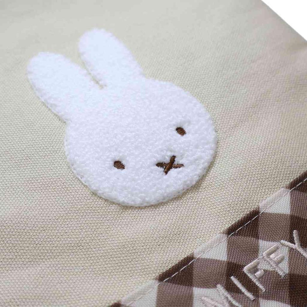 Marimo Craft Miffy Diagonal Check Series Drawstring BagCharacter Storage Bag, Cute Gift, Beige, Approx. W170 x H200mm (DBM-3126)