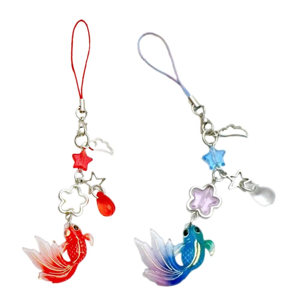 Fish Star Beaded Phone Charm Unique Designs Adds Touch Resin Texture Handmade Bag Pendant Suitable for Various Occasion