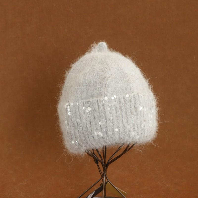 Soft Knit Beanie Hat With Sequin Accent Warm Winter Ear Protection Cap Women Men