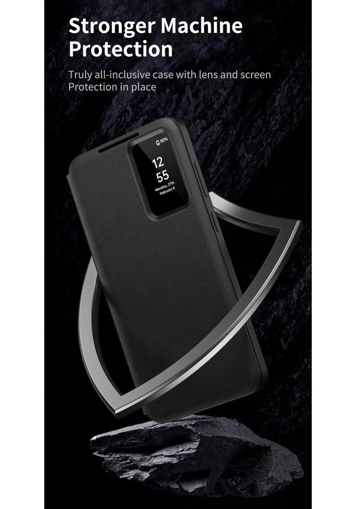 Samsung S26 Ultra Leather Case with Card Slot & Smart Sleep Window