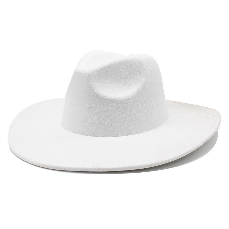 Unisex Suede Wide Brim Fedora Hat Ethnic Style Gentle Hat