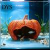 Fish Tank Landscaping Ornament Halloween Pumpkin Aquarium Hideout, Ghost Face Betta Reptile Accessories Hide Cave, Decorative Shrimp Hideaway for